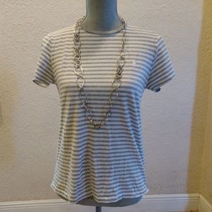 Polo RL Gray and White Cotton Tee